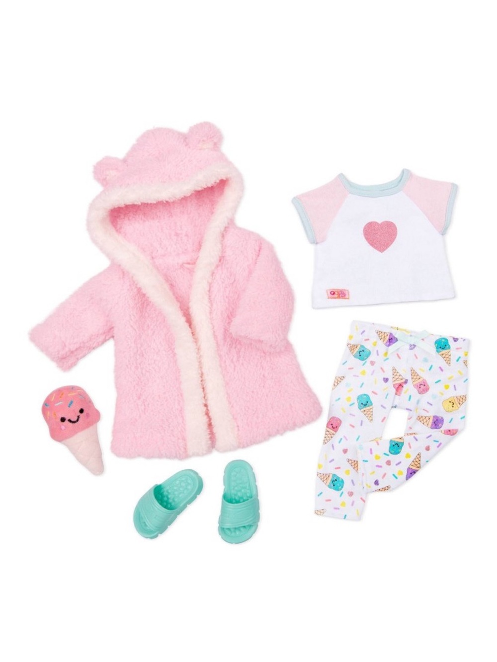 Our Generation Ice Cream Dreams Pink Plush Pajama Set for 18-inch Dolls - Picture 2 of 4